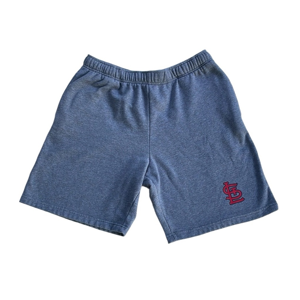MLB GENUINE MERCHANDISE MENS GRAY FLEECE SHORTS WITH ST LOUIS LOGO SIZE MEDIUM